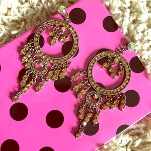 Brown rhinestone chandelier earrings